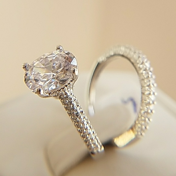 Jewelry - 2.5ct Oval cut Gold Plated Engagement Ring size 7